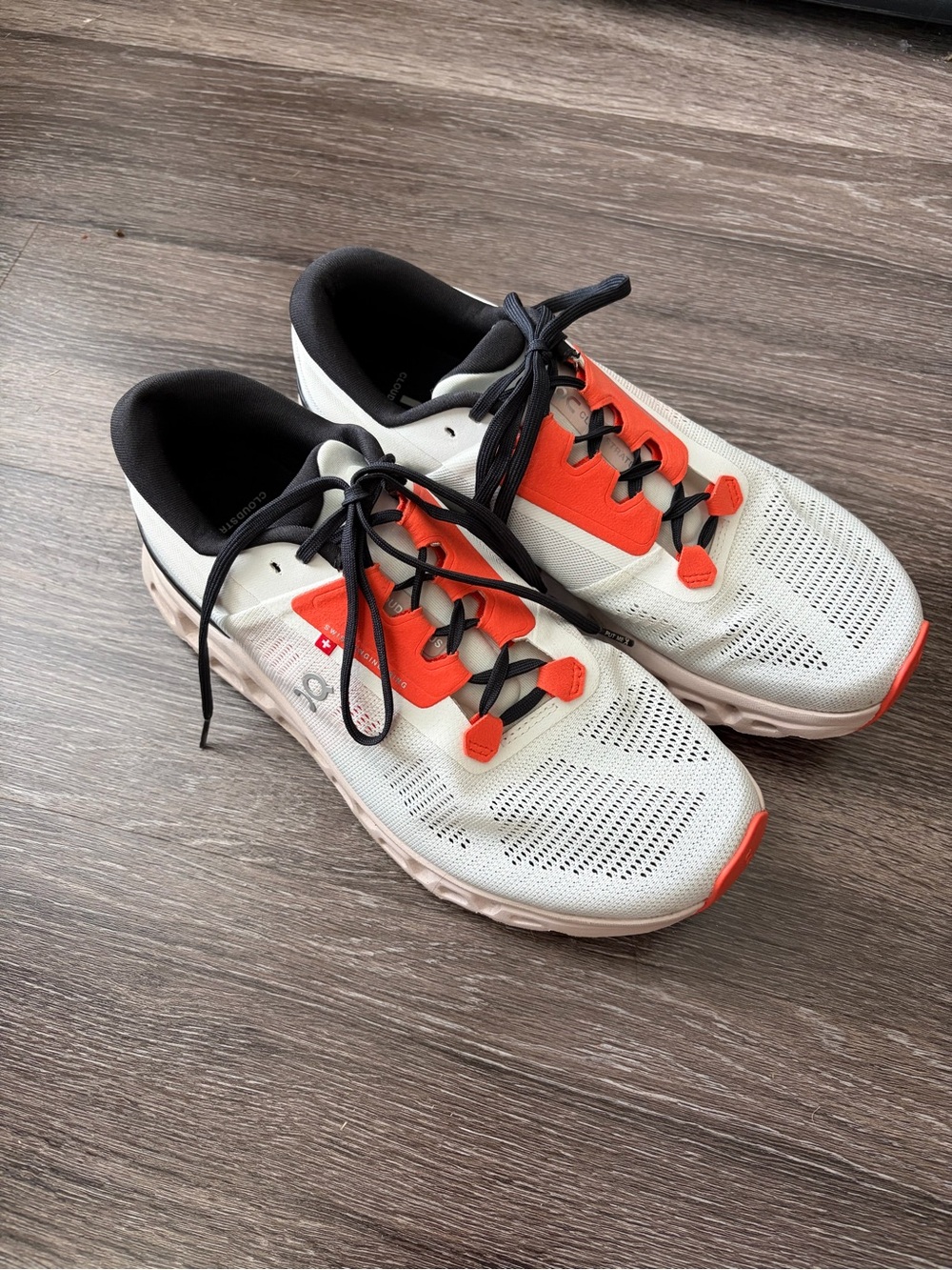 On CloudStratus Running White & Orange Women's Running Shoes